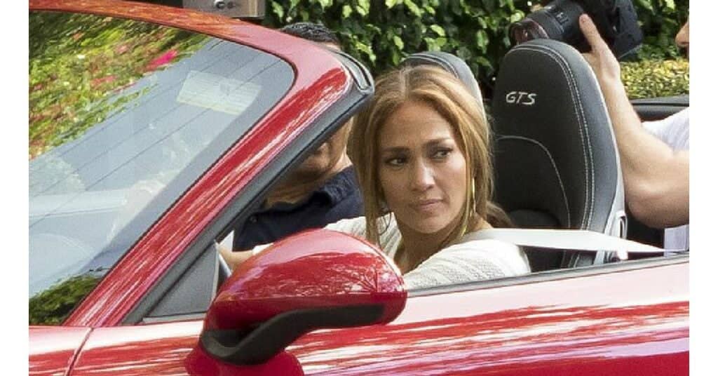 Jennifer Lopez with Her Porsche 911 Carrera S Cabriolet